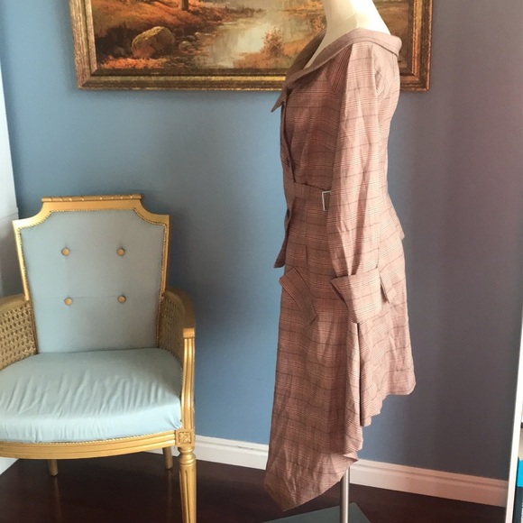 CBR brown plaid off shoulder asymmetric button front fall lightweight jacket XL - Picture 2 of 13